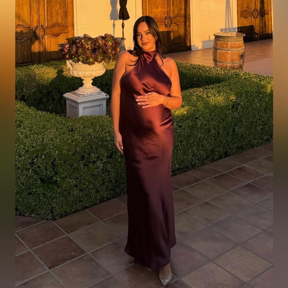 SOLD ‼️‼️ Burgundy Silk Halter Dress